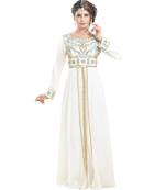 Cream georgette embroidered zari work islamic-kaftans