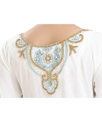 Cream georgette embroidered zari work islamic-kaftans 2