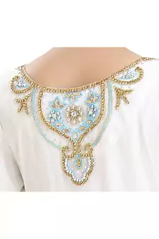 Cream georgette embroidered zari work islamic-kaftans