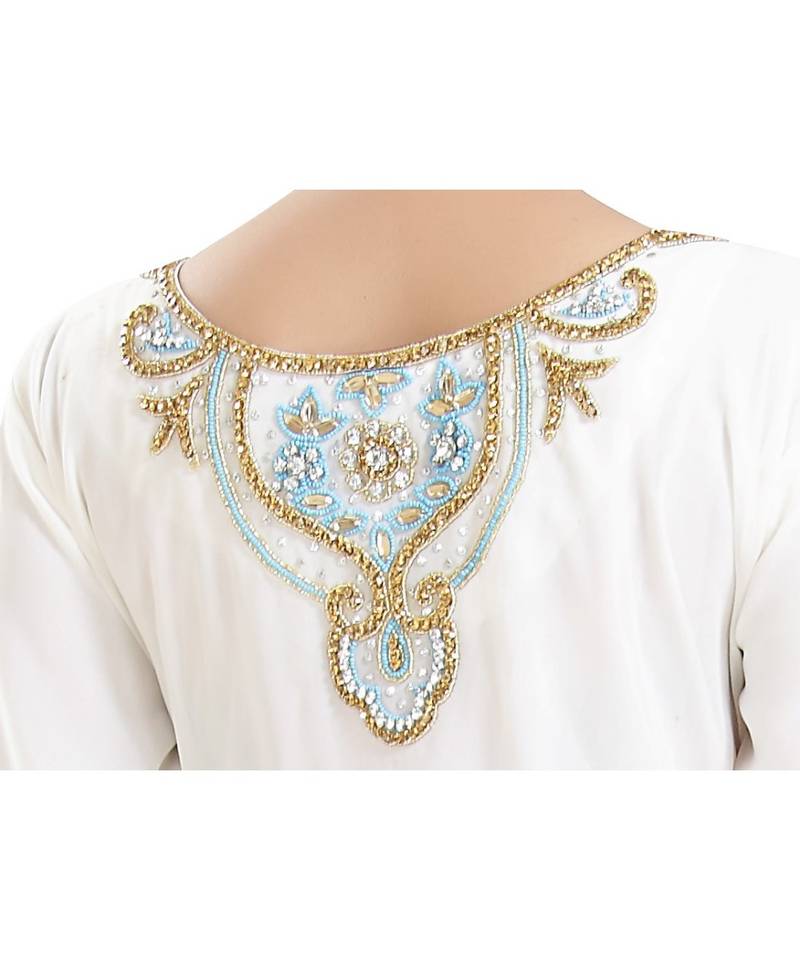 Cream georgette embroidered zari work islamic-kaftans