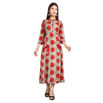 Red printed rayon kurti 1