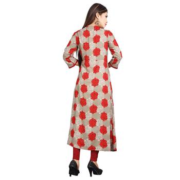 Red printed rayon kurti 2