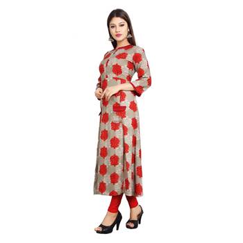 Red printed rayon kurti 3