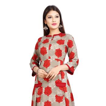 Red printed rayon kurti 4