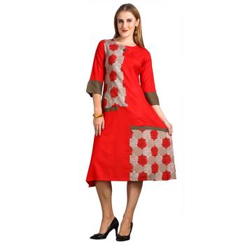 Red printed rayon kurti 1