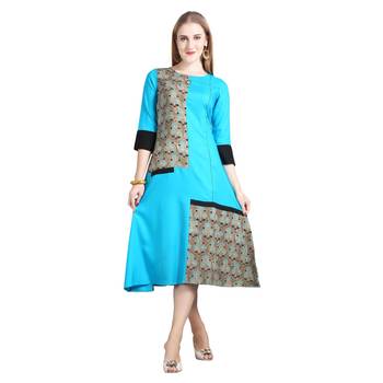 Blue printed rayon kurti 1