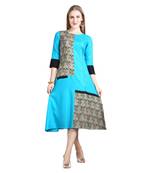 Blue printed rayon kurti