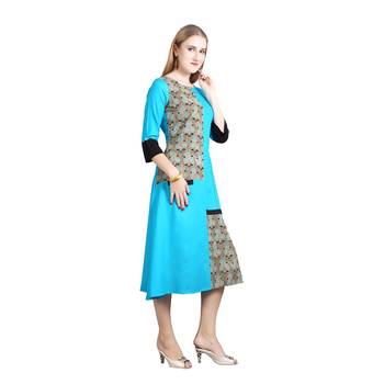 Blue printed rayon kurti 3
