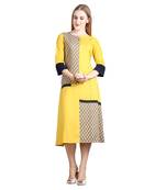 Yellow printed rayon kurti