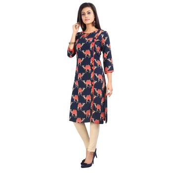 Blue printed rayon kurti 1