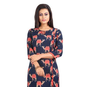 Blue printed rayon kurti 4
