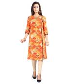 Orange printed rayon kurti