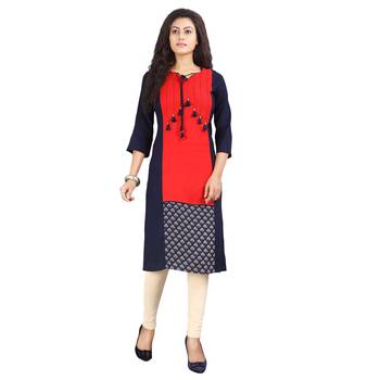 Blue printed rayon kurti 1