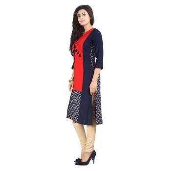 Blue printed rayon kurti 3