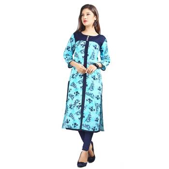 Blue printed rayon kurti 1