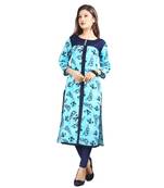 Blue printed rayon kurti