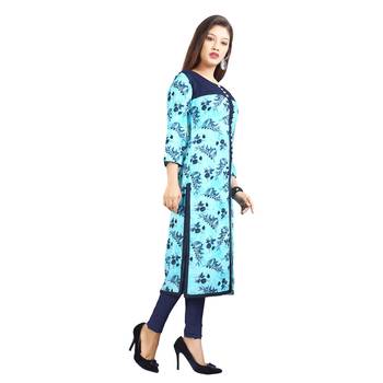 Blue printed rayon kurti 3