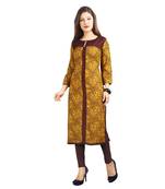 Yellow printed rayon kurti