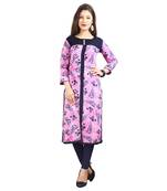 Pink printed rayon kurti