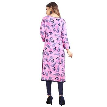 Pink printed rayon kurti 2