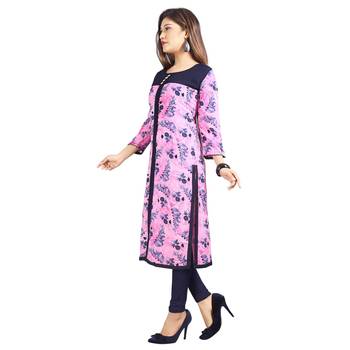 Pink printed rayon kurti 3