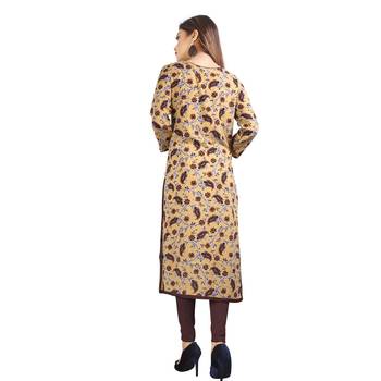 Yellow printed rayon kurti 2