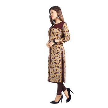Yellow printed rayon kurti 3