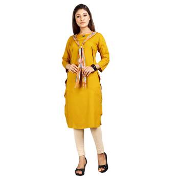 Gold plain rayon kurti 1