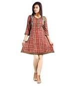 Red printed rayon kurti