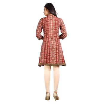 Red printed rayon kurti 2