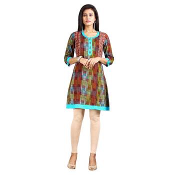 Multicolor printed rayon kurti 1