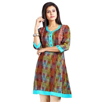 Multicolor printed rayon kurti 4