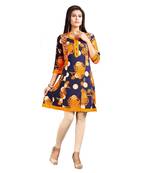 Navy-blue printed rayon kurti