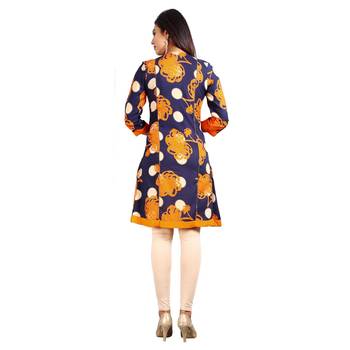 Navy-blue printed rayon kurti 2