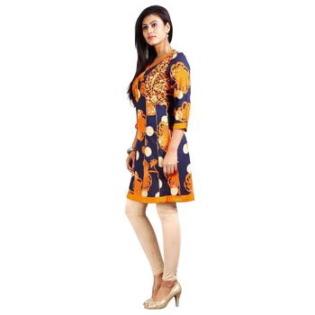Navy-blue printed rayon kurti 3