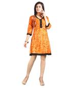 Orange printed rayon kurti