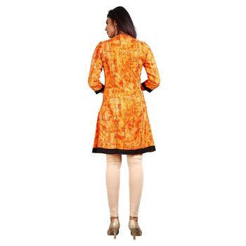 Orange printed rayon kurti 2