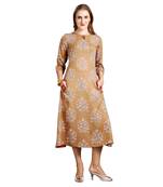 Beige printed rayon kurti