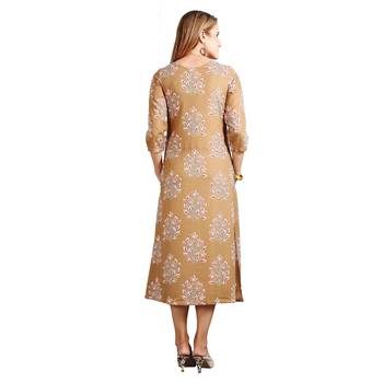 Beige printed rayon kurti 2