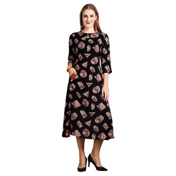 Black printed rayon kurti 1