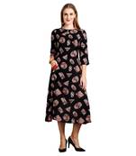 Black printed rayon kurti