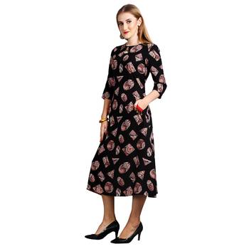 Black printed rayon kurti 3