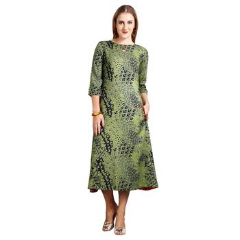 Green printed rayon kurti 1