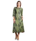 Green printed rayon kurti