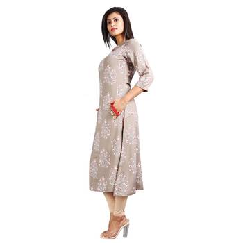 Grey printed rayon kurti 3
