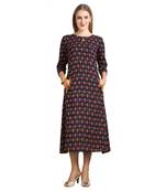Navy-blue printed rayon kurti