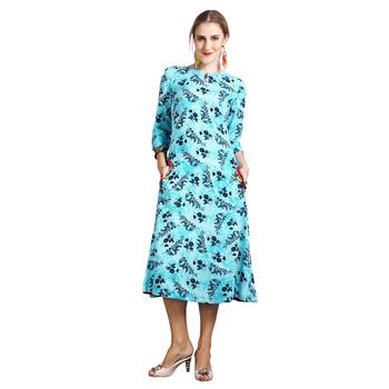 Blue printed rayon kurti 1