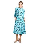 Blue printed rayon kurti