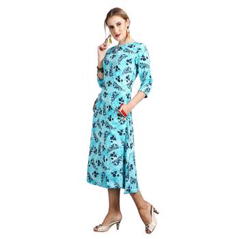 Blue printed rayon kurti 3