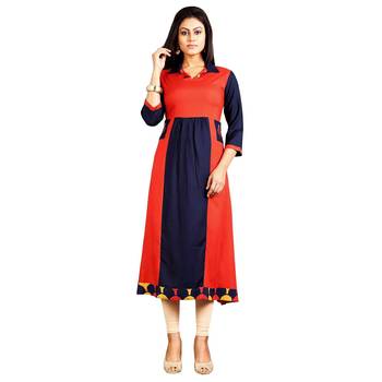 Red plain rayon kurti 1